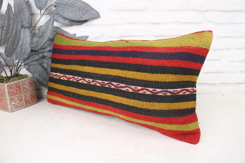 12x24 Green Pillow Cover, Handwoven Pillow, Anatolian Pillow Sham, Vintage Pillow, Boho Pillow, Home Decor Pillow, Cushion Case - 4