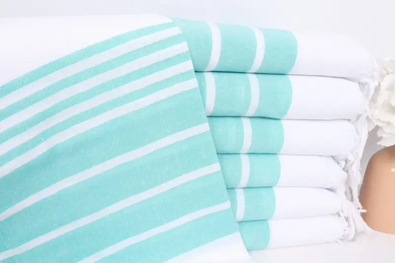 Turkish Tea Towel Green Striped Cotton Dish Towel, 20x40 Inches