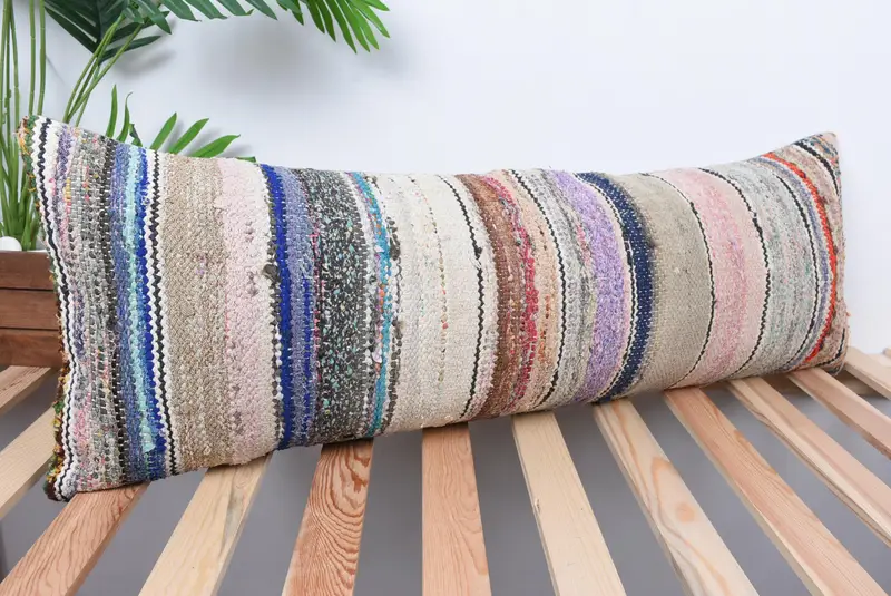 Cushion Case, Pattern Throw Cushion Case, 12x36 White Cushion Case, Christmas Pillow, Turkish Kilim Pillow, Boho Pillow, Kilim Pillow - 4