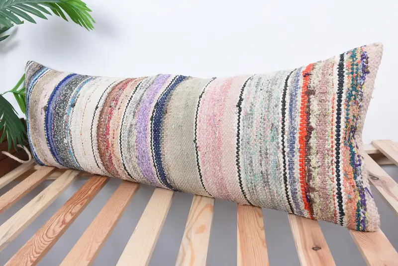 Cushion Case, Pattern Throw Cushion Case, 12x36 White Cushion Case, Christmas Pillow, Turkish Kilim Pillow, Boho Pillow, Kilim Pillow - 5