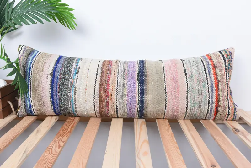 Cushion Case, Pattern Throw Cushion Case, 12x36 White Cushion Case, Christmas Pillow, Turkish Kilim Pillow, Boho Pillow, Kilim Pillow - 1