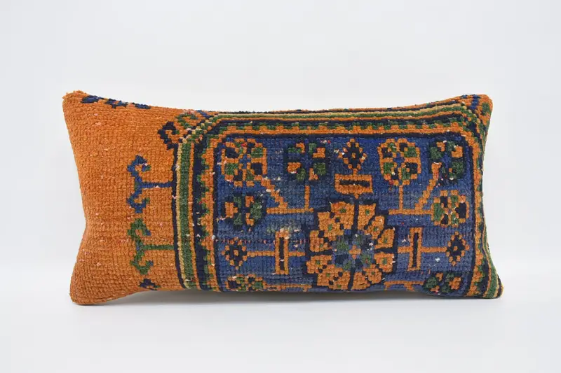 Interior Designer Pillow, Cushion Case, 12x24 Blue Cushion Cover, Tribal Pillow Sham, Sofa Pillow Sham, Boho Pillow Sham Cover, Kilim Pillow - 1