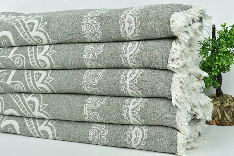 Turkish Beach Blanket, Quenn Bedspread, 88x80 Cotton Kilim Design Towel, Halloween Blanket, Turkish Blanket, Custom Wedding Gifts, Wedding Favors - 4