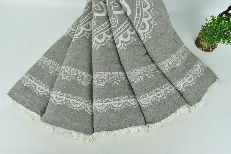 Turkish Beach Blanket, Quenn Bedspread, 88x80 Cotton Kilim Design Towel, Halloween Blanket, Turkish Blanket, Custom Wedding Gifts, Wedding Favors - 5