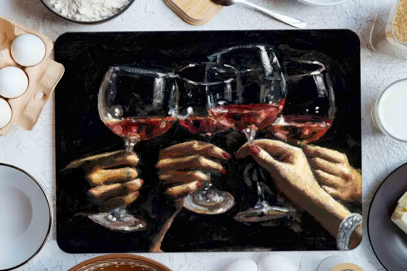 強化ガラスまな板、黒と赤のデザイン、キッチンの必需品