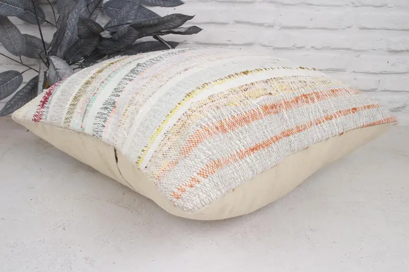 Pillow for Sofa, Pillow Sham, Kilim Pillow Cover, 20x20 White Pillow Cover, Sustainable Pillow Cover, Throw Kilim Pillow - 6