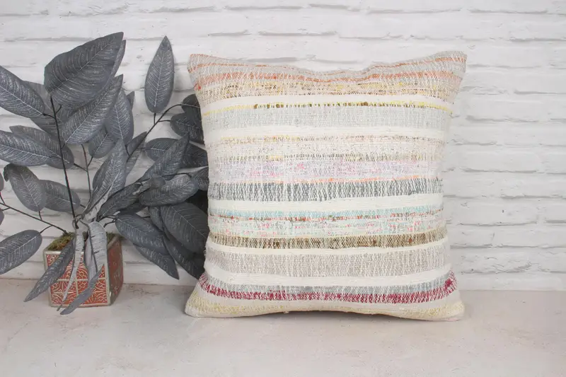 Pillow for Sofa, Pillow Sham, Kilim Pillow Cover, 20x20 White Pillow Cover, Sustainable Pillow Cover, Throw Kilim Pillow - 1