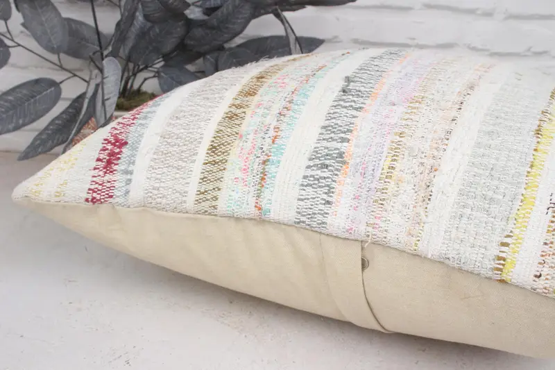 Pillow for Sofa, Pillow Sham, Kilim Pillow Cover, 20x20 White Pillow Cover, Sustainable Pillow Cover, Throw Kilim Pillow - 7