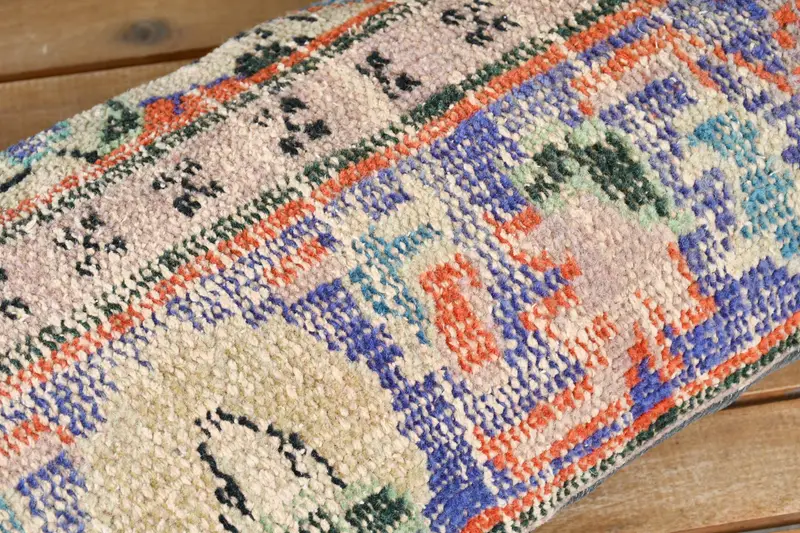 Ethnic Throw Cushion Cover, Pillow Sham, Throw Kilim Pillow, Office Chair Pillow Sham, 12x24 Blue Cushion Cover, Boho Pillow, Vintage Pillow - 3