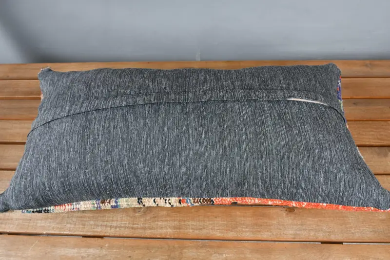 Ethnic Throw Cushion Cover, Pillow Sham, Throw Kilim Pillow, Office Chair Pillow Sham, 12x24 Blue Cushion Cover, Boho Pillow, Vintage Pillow - 5