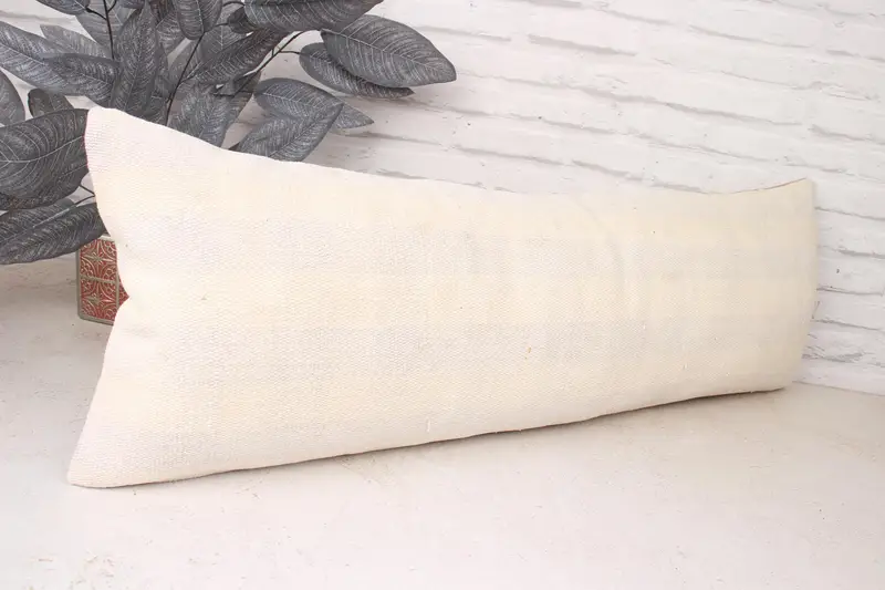 Patio Cushion Case, Pillow for Couch, Oriental Cushion Case, Cushion, Vintage Kilim Throw Pillow, 12x36 White Cushion, Pillow for Sofa - 3