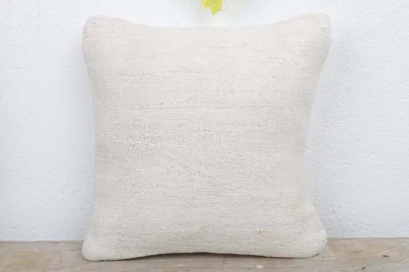 Handmade Kilim Cushion, Chair Pillow Sham, Kilim Pillow Cover, 12x12 White Cushion, Meditation Cushion Cover, Turkish Kilim Pillow, Pillow Cover - 2