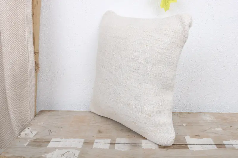 Handmade Kilim Cushion, Chair Pillow Sham, Kilim Pillow Cover, 12x12 White Cushion, Meditation Cushion Cover, Turkish Kilim Pillow, Pillow Cover - 5