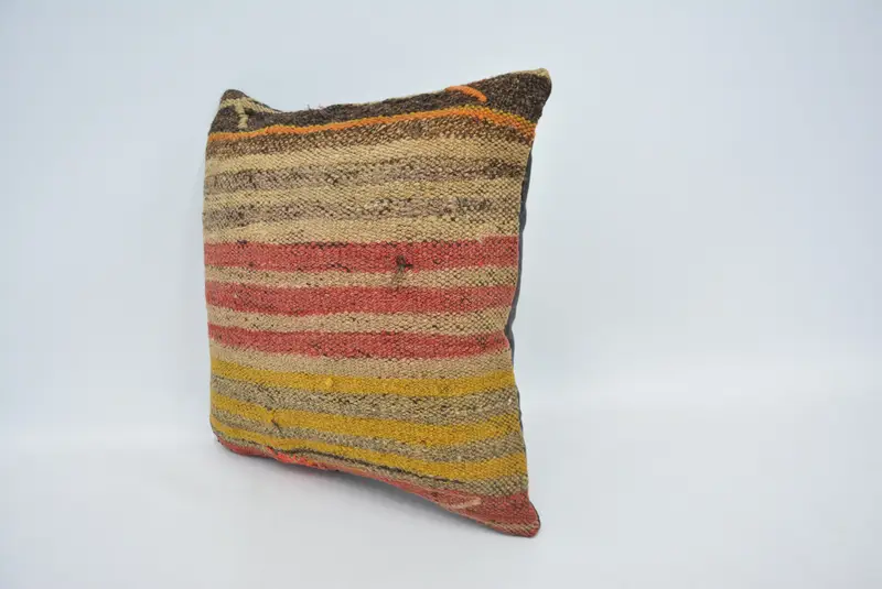 Farmhouse Cushion Case, Turkish Rugs Cushion Case, Handmade Kilim Cushion, Pillow Sham, 14x14 Red Cushion, Vintage Pillow, Turkish Kilim Pillow - 4