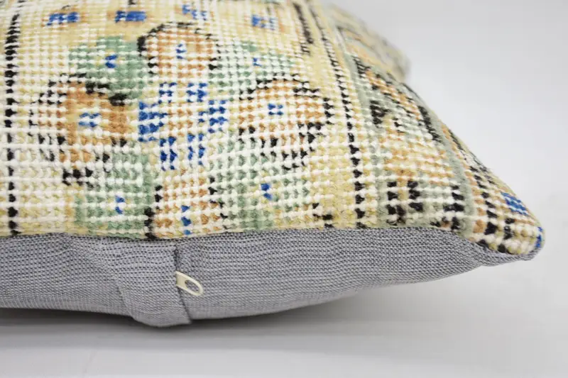 Bench Pillow Sham, Knitted Pillow, 12x12 Yellow Pillow, Vintage Kilim Pillow, Pillow for Sofa, Kilim Pillow Cover, Cushion Cover - 4
