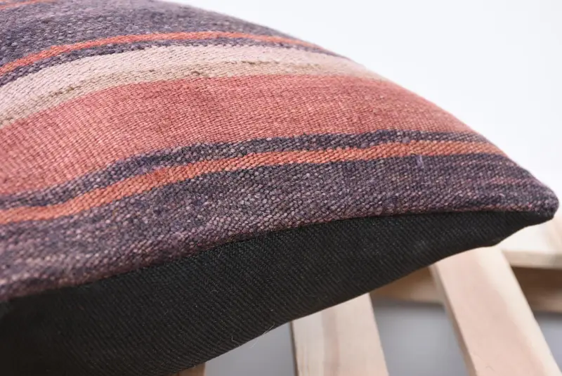 Pillow Cover, Shabby Chic Pillow Case, Ethnical Kilim Rug Pillow, Ottoman Cushion Cover, Turkish Kilim Pillow, Pillow for Sofa, 14x14 Purple Cushion - 7