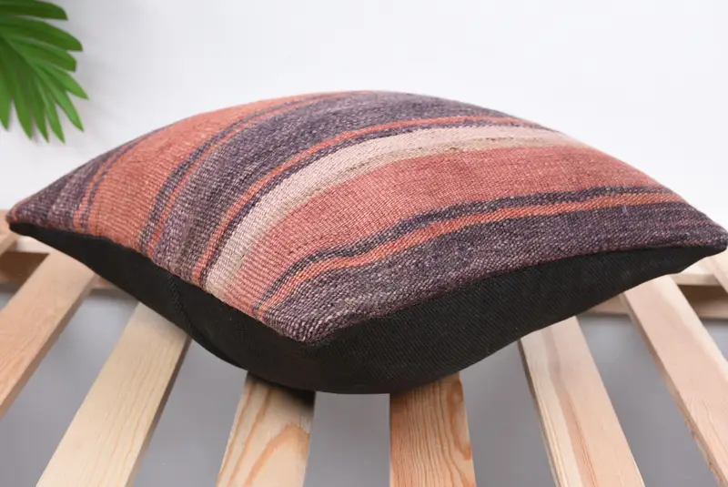 Pillow Cover, Shabby Chic Pillow Case, Ethnical Kilim Rug Pillow, Ottoman Cushion Cover, Turkish Kilim Pillow, Pillow for Sofa, 14x14 Purple Cushion - 6