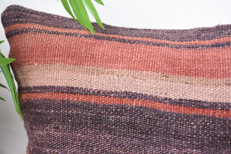 Pillow Cover, Shabby Chic Pillow Case, Ethnical Kilim Rug Pillow, Ottoman Cushion Cover, Turkish Kilim Pillow, Pillow for Sofa, 14x14 Purple Cushion - 2