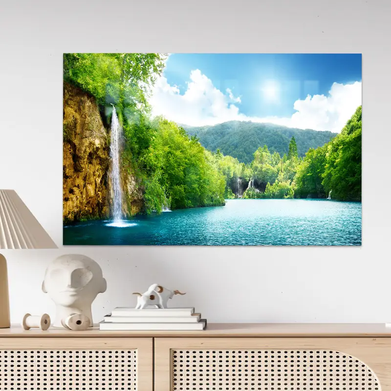 エレガントなプリントガラス: モダンなインテリアのためのフォレストビュー