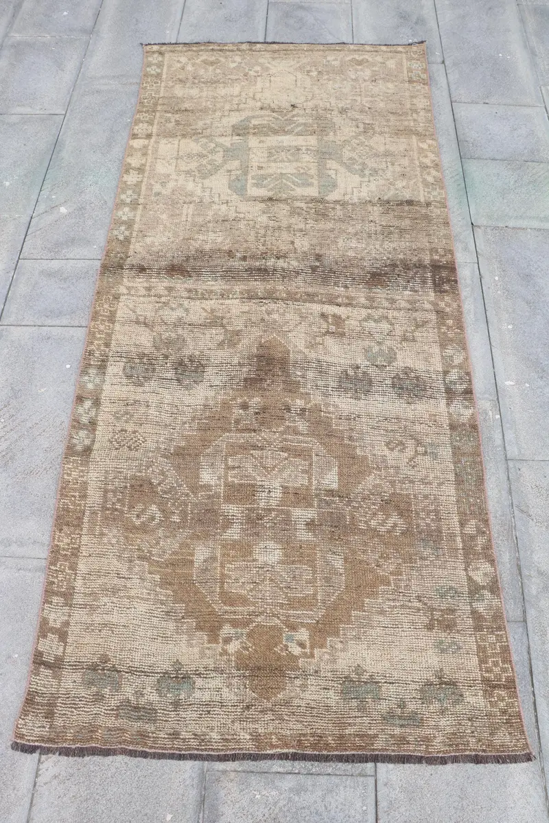 Beige & Brown Polka Dot Rug, 3x7 ft Chic Decor