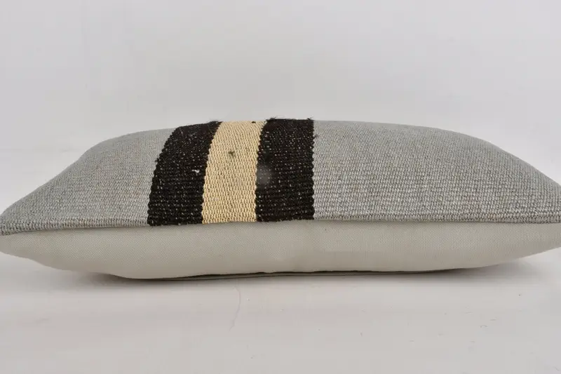 Turkish Pillow, Boho Pillow Sham Cover, Cushion Case, Outdoor Bolster Cushion, Kilim Pillow Cover, 12x24 Gray Pillow Case, Bed Pillow Sham - 5