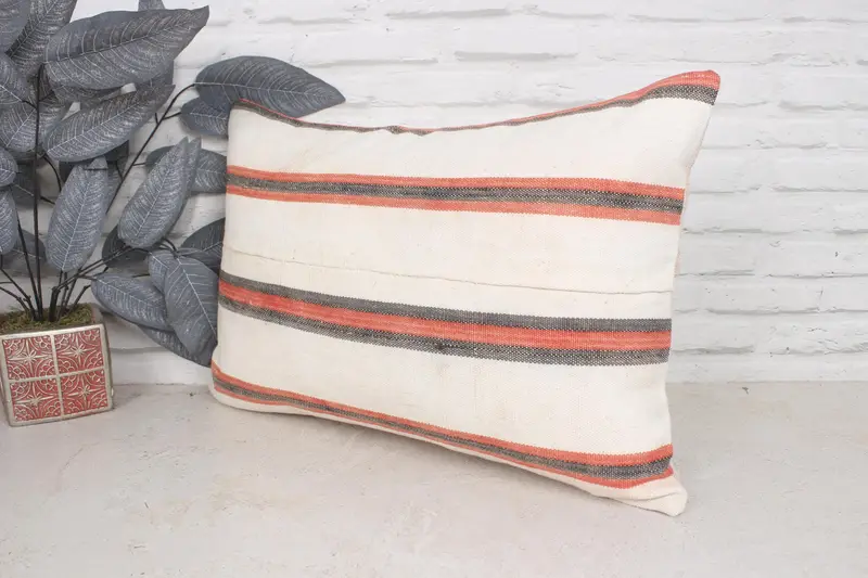 Handmade Kilim Cushion, 16x24 Beige Pillow Sham, Decorative Pillow Sham, Pillow Sham, Kilim Pillow, Couch Pillow, Vintage Pillow - 4