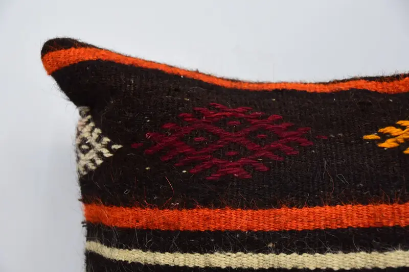 Garden Cushion, Handmade Kilim Cushion, 20x20 Brown Pillow Sham, Boho Pillow Sham Cover, Antique Pillows, Pet Pillow Cover, Pillow Sham - 2