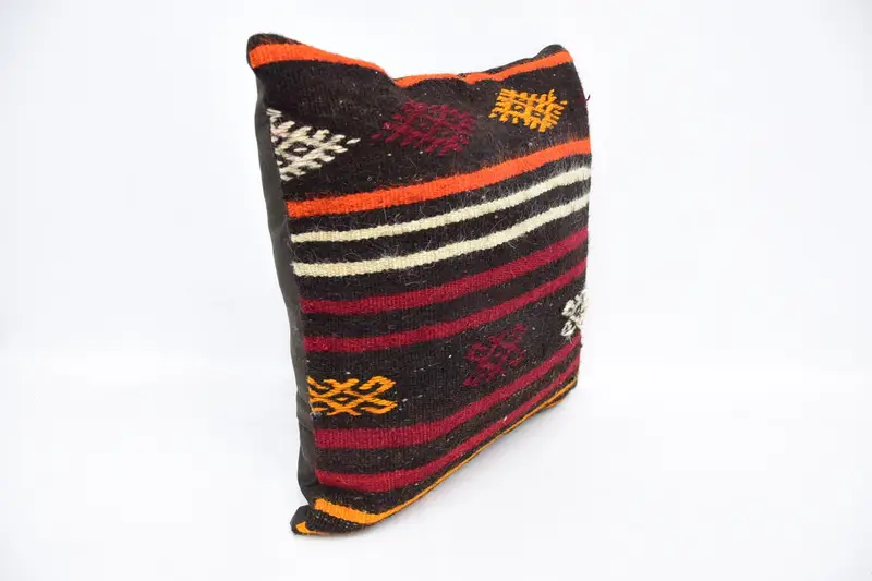 Garden Cushion, Handmade Kilim Cushion, 20x20 Brown Pillow Sham, Boho Pillow Sham Cover, Antique Pillows, Pet Pillow Cover, Pillow Sham - 3