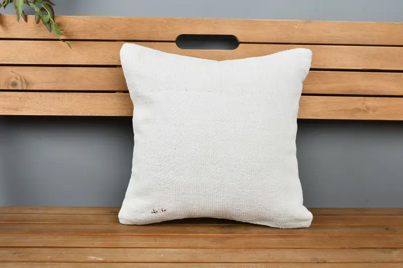 Boho Pillow, Nomadic Pillow Case, Vintage Kilim Pillow, Kilim Cushion Sham, Pillow, 16x16 White Cushion Case, Farmhouse Cushion Case - 6