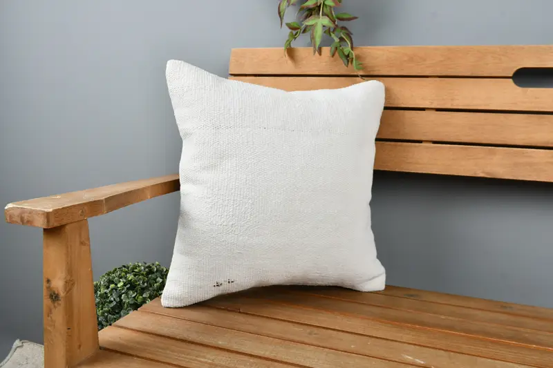 Boho Pillow, Nomadic Pillow Case, Vintage Kilim Pillow, Kilim Cushion Sham, Pillow, 16x16 White Cushion Case, Farmhouse Cushion Case - 1