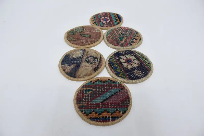 Posavasos redondo azul y marrón, posavasos único con almohadilla antideslizante