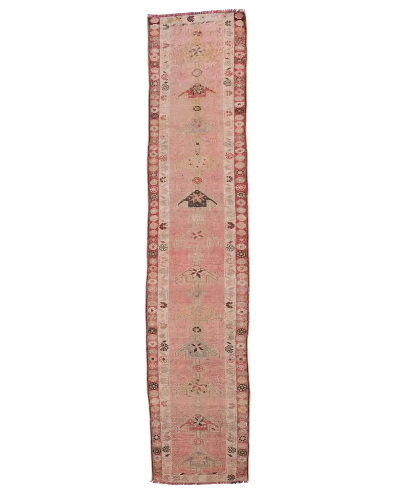 Pink Southwestern Rug, 2,6x12,1 ft Chic Decor