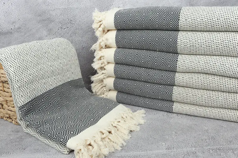 104x80 Cotton Diamond Towel, Decorative Blanket, Beach Wedding Favor, Wedding Gift, Bridesmaid Gifts, Turkish Blanket, Turkish Throw Blanket - 3