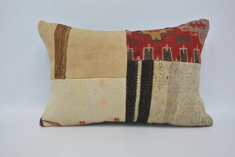 Interior Designer Pillow, Vintage Kilim Pillow, Kilim Pillow, Cotton Cushion, Pillow Case, 16x24 Beige Pillow Case, Yoga Cushion Case - 1