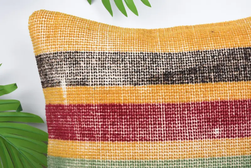 Authentic Pillow Sham, Vintage Pillow, Gift Pillow, Interior Designer Pillow, Farmhouse Cushion Case, 14x14 Yellow Cushion Cover, Pillow Case - 2