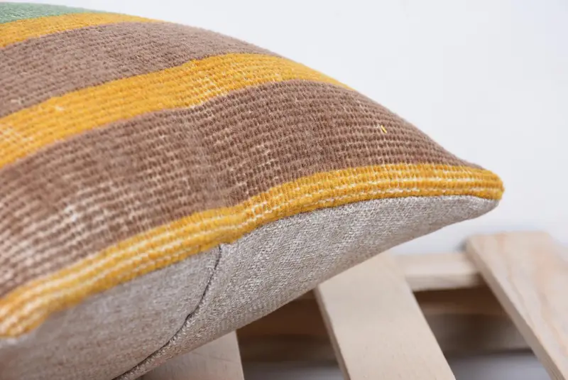 Authentic Pillow Sham, Vintage Pillow, Gift Pillow, Interior Designer Pillow, Farmhouse Cushion Case, 14x14 Yellow Cushion Cover, Pillow Case - 7