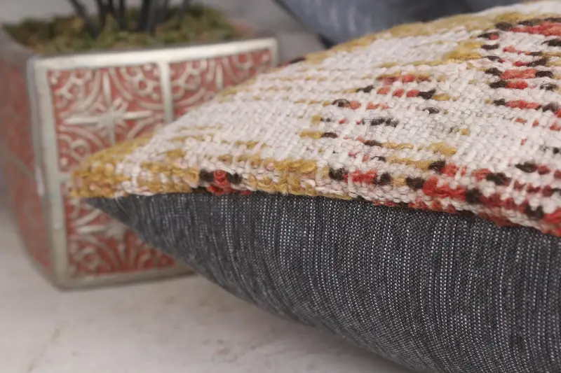 Kilim Cushion Sham, Pillow Case, Home Decor Pillow, Throw Kilim Pillow, 12x12 Yellow Pillow Cover, Office Chair Pillow - 7