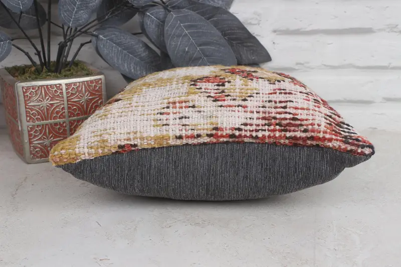 Kilim Cushion Sham, Pillow Case, Home Decor Pillow, Throw Kilim Pillow, 12x12 Yellow Pillow Cover, Office Chair Pillow - 5