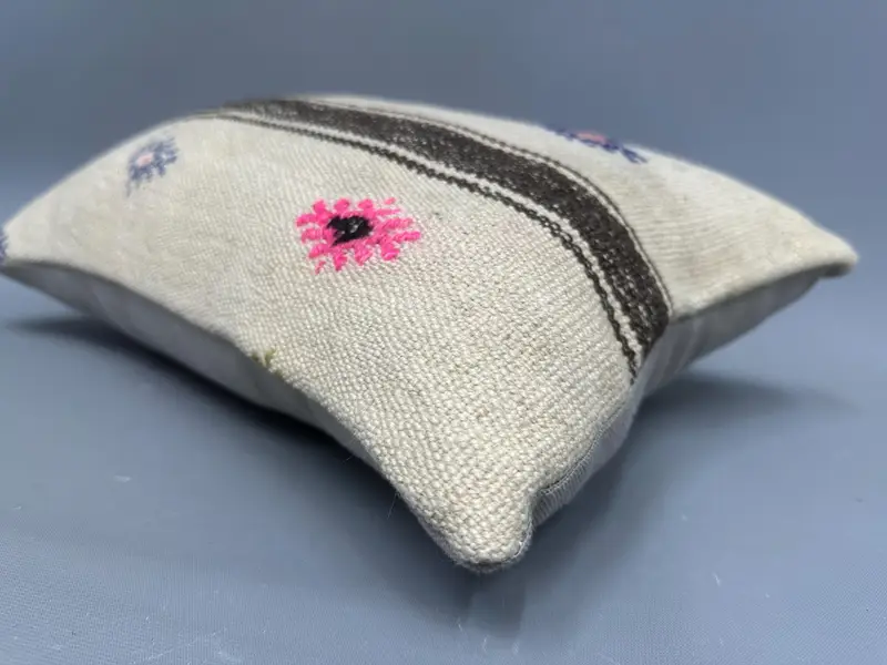 Gift Pillow, Boho Pillow, Natural Pillow, Indoor Pillow Case, Authentic Pillow Cover, Ethnical Kilim Rug Pillow, 12x20 Beige Pillow Cover, Cushion - 6