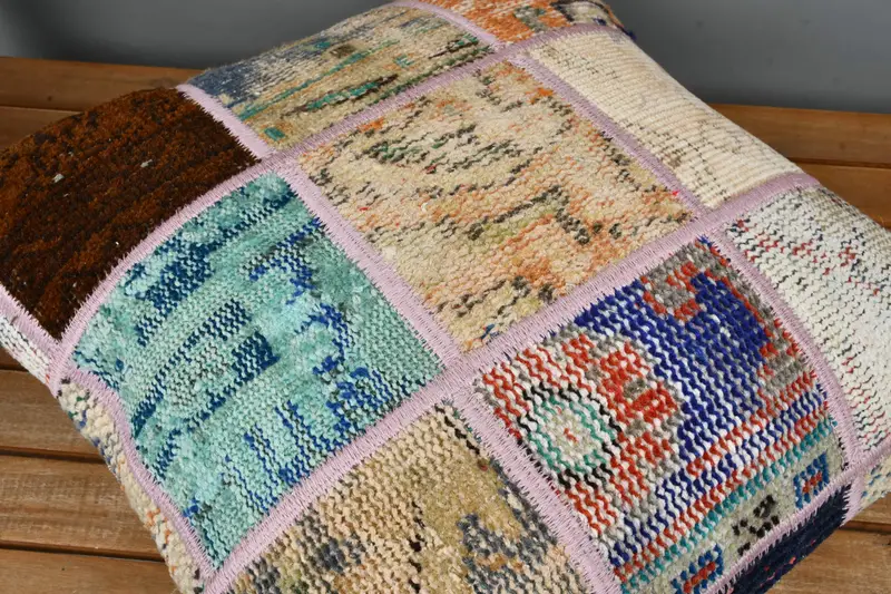 Boho Chic Pillow Case, Cushion, Kilim Pillow Cover, Vintage Kilim Throw Pillow, 20x20 Blue Pillow Sham, Sofa Pillow Cover, Kilim Cushion Sham - 4