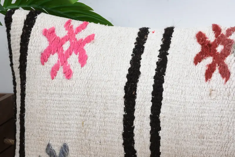Designer Throw Cushion, 12x48 White Pillow, Cushion, Turkish Kilim Pillow, Office Chair Pillow Sham, Home Decor Pillow, Turkish Pillow - 2