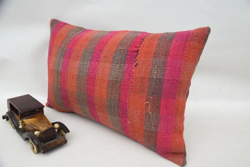 Chair Pillow, Throw Kilim Pillow, Vintage Pillow, Yoga Cushion Cover, 12x20 Orange Cushion Cover, Cushion Case, Pillow for Sofa, Art Deco Cushion - 3