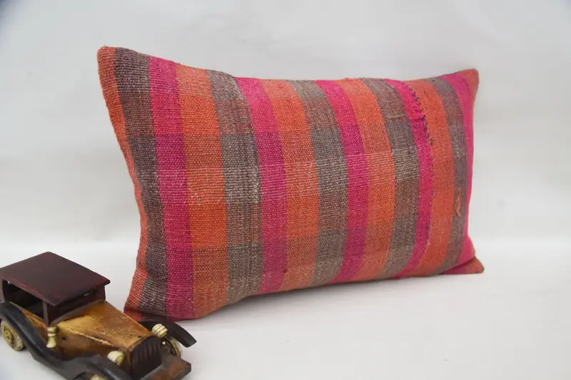 Chair Pillow, Throw Kilim Pillow, Vintage Pillow, Yoga Cushion Cover, 12x20 Orange Cushion Cover, Cushion Case, Pillow for Sofa, Art Deco Cushion - 2