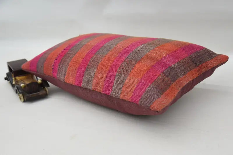 Chair Pillow, Throw Kilim Pillow, Vintage Pillow, Yoga Cushion Cover, 12x20 Orange Cushion Cover, Cushion Case, Pillow for Sofa, Art Deco Cushion - 6