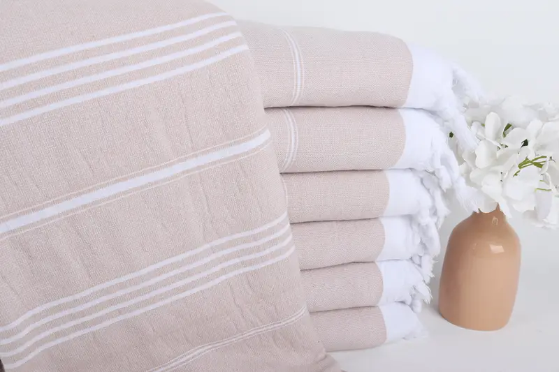 Bekarlığa Veda Partisi Hediyeleri, Ev Dekorasyonu Hediyeleri, Pamuk Havlu, 36x71 İnç Bej Çizgili