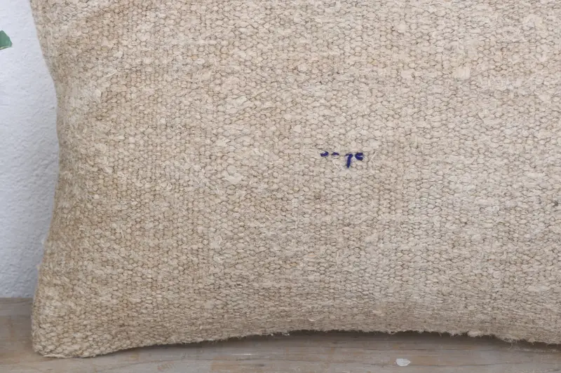 Pillow Case, Vintage Kilim Throw Pillow, Boho Pillow Sham Cover, Vintage Kilim Pillow, Neutral Throw Cushion, 12x20 Beige Pillow Sham - 3