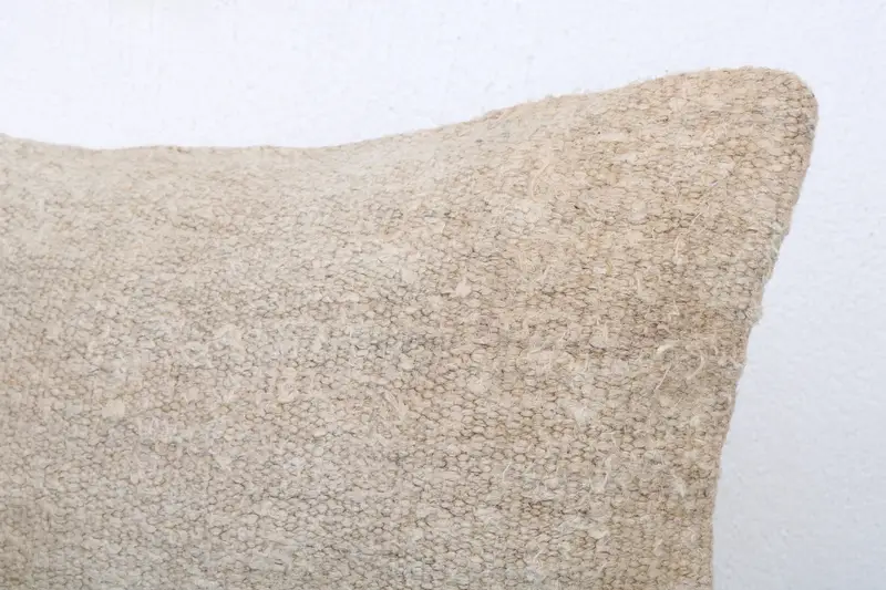 Pillow Case, Vintage Kilim Throw Pillow, Boho Pillow Sham Cover, Vintage Kilim Pillow, Neutral Throw Cushion, 12x20 Beige Pillow Sham - 5