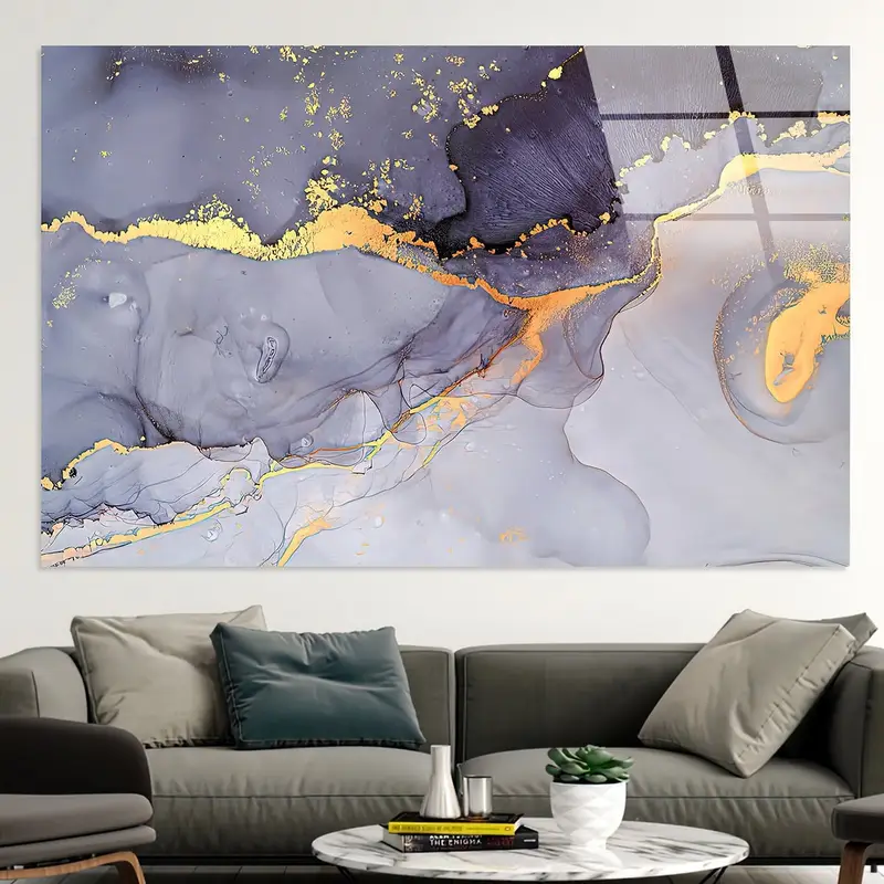 Luxury Marble Gold Shimmery Printed Canvas - Elegant Wall Art