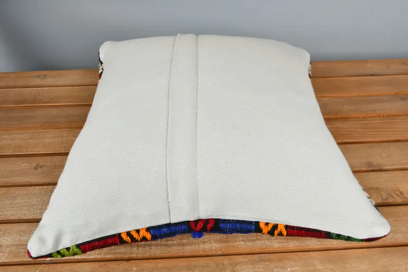 Office Chair Pillow, 16x16 Red Cushion Cover, Ethnical Kilim Rug Pillow, Pillow for Couch, Cushion Case, Tapestry Cushion, Throw Kilim Pillow - 5