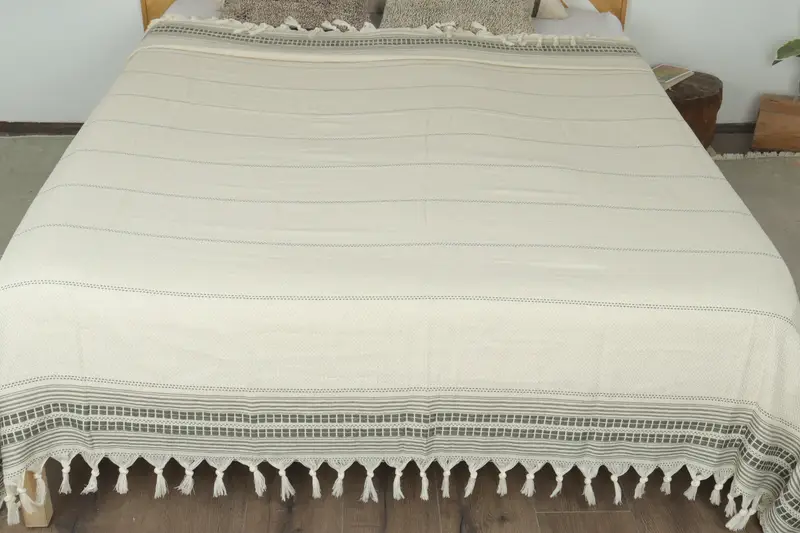 Wedding For Favor, Woven Throw Blanket, Bachelorette Large Towel, Throw Blanket Couch, Turkish Bedspread, Bedspread, 96x94 Linen Striped Towel - 8